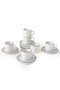 Hermia Juego de tazas de té y platillos de cerámica, 12 piezas, Azul y blanco